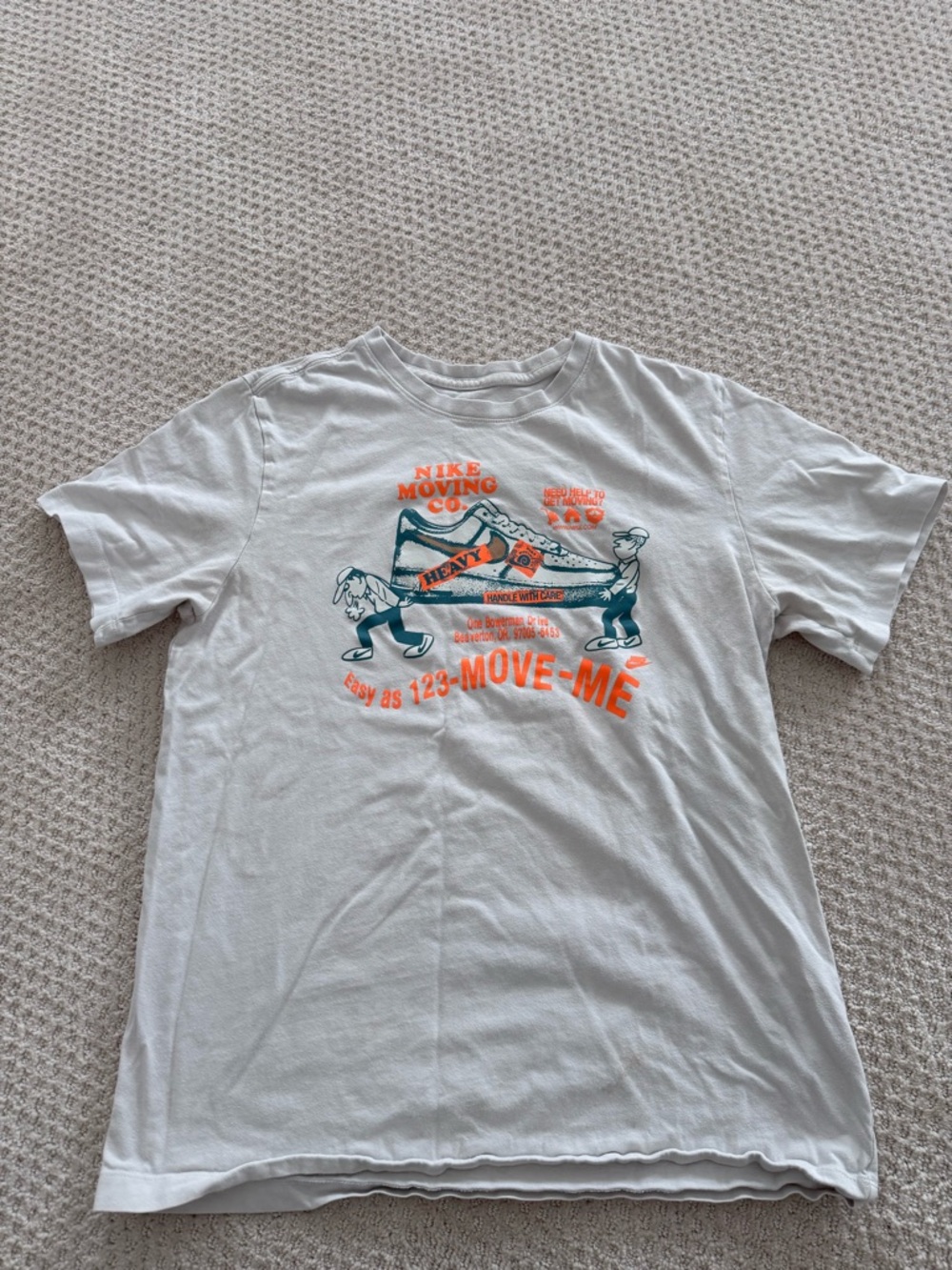 Nike White Tee with Orange & Teal Graphic